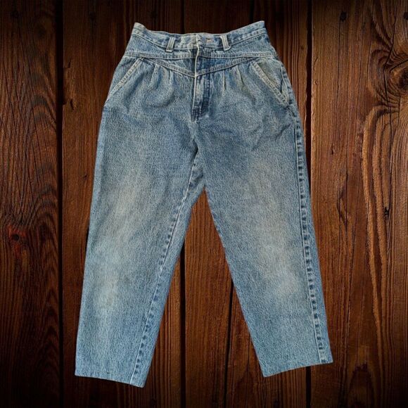 80s Vintage Stonewash Britannia Womens High Waist Denim Jeans Size 11 (w28) - Picture 2 of 10